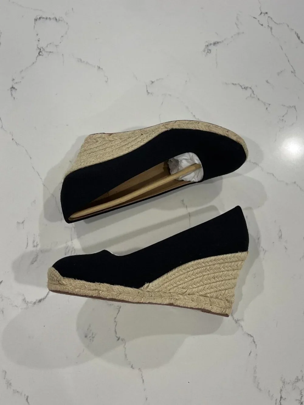 J.Crew Seville Espadrille Wedges in Black Canvas Size 7.5